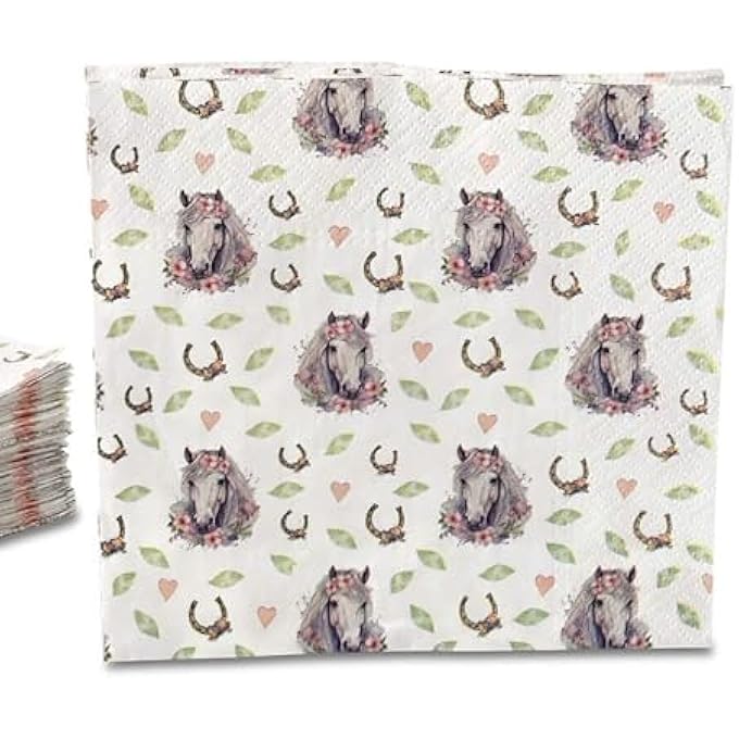 20 X NAPKINS PINK FOR CHILDREN'S BIRTHDAY PARTIES 33 X 33 CM HORSE BIRTHDAY NAPKINS ABSORBENT PAPER NAPKINS PARTY TABLEWARE - Image 1